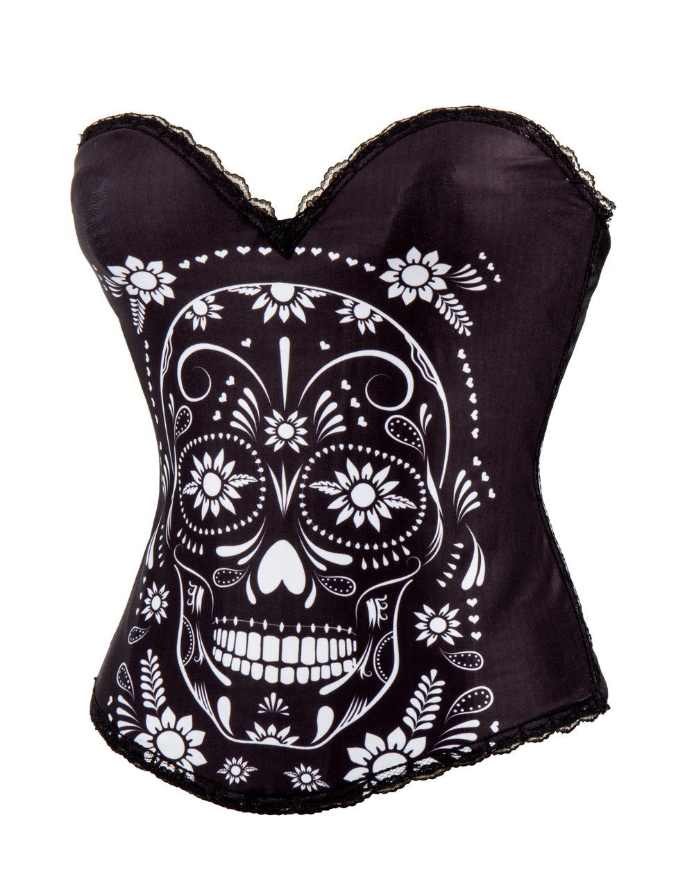 F66369 Women’s Punk Skull Print Rock N Roll Fashion Boned Bustier Corset Top